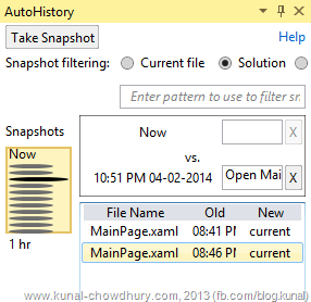 Auto History Pane in Visual Studio 2013 Auto History Pane in Visual Studio 2013