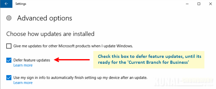 How to temporarily defer installing Windows 10 Creators Update for few months? (www.kunal-chowdhury.com) How to temporarily defer installing Windows 10 Creators Update for few months? (www.kunal-chowdhury.com)