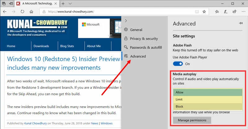 Here's how to turn off (enable/disable) auto play media on Microsoft Edge Here's how to turn off (enable/disable) auto play media on Microsoft Edge