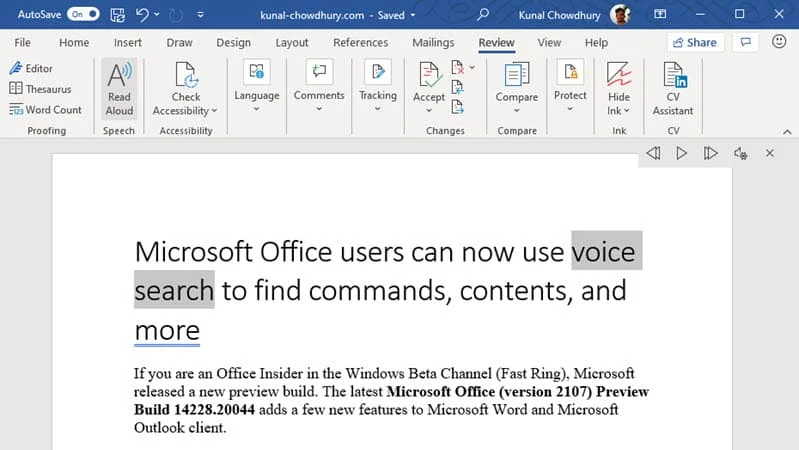 Microsoft Office users can now use voice search to find commands, contents, and more Microsoft Office users can now use voice search to find commands, contents, and more