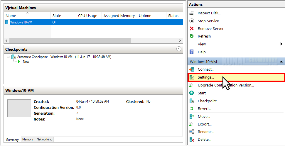 Open the Virtual Machine settings (www.kunal-chowdhury.com) Open the Virtual Machine settings (www.kunal-chowdhury.com)