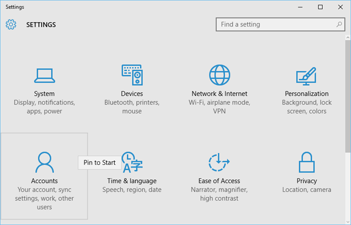 Windows 10 - Pin a Settings in Start Screen (www.kunal-chowdhury.com) Windows 10 - Pin a Settings in Start Screen (www.kunal-chowdhury.com)