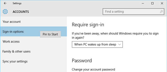 Windows 10 - Pin a Settings item in Start Screen (www.kunal-chowdhury.com) Windows 10 - Pin a Settings item in Start Screen (www.kunal-chowdhury.com)