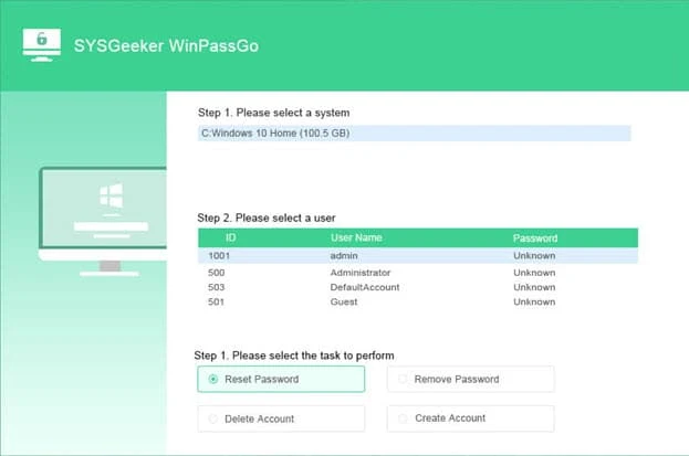 How to reset Windows 10 password using SYSGeeker WinPassGo How to reset Windows 10 password using SYSGeeker WinPassGo
