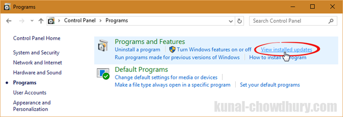 View Installed Updates on Windows (www.kunal-chowdhury.com) View Installed Updates on Windows (www.kunal-chowdhury.com)
