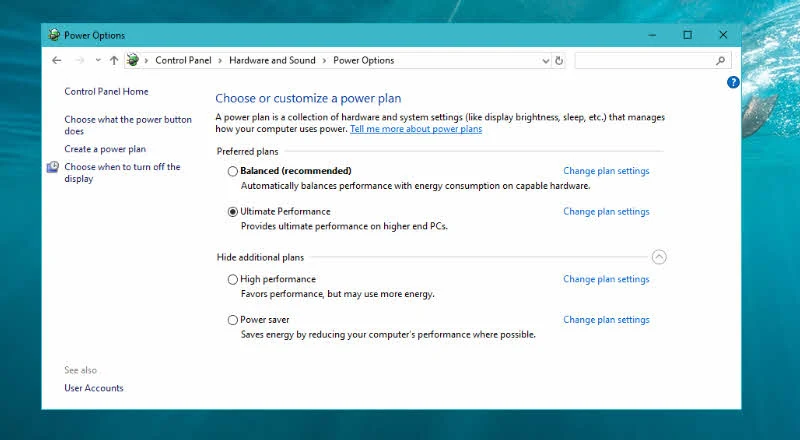 Microsoft's next Windows 10 update will have a new power plan, named 'Ultimate Performance' Microsoft's next Windows 10 update will have a new power plan, named 'Ultimate Performance'