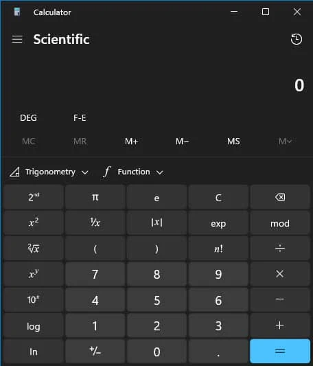 Updated calculator app in Windows 11 Updated calculator app in Windows 11