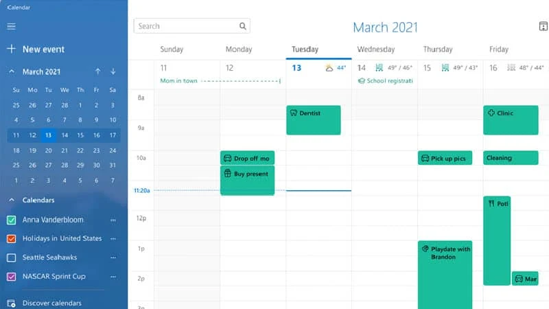 Updated calendar app in Windows 11 Updated calendar app in Windows 11