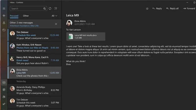 Updated mail app in Windows 11 Updated mail app in Windows 11